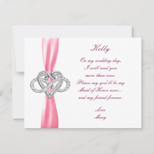 Pink Infinity Heart Maid Of Honor Card