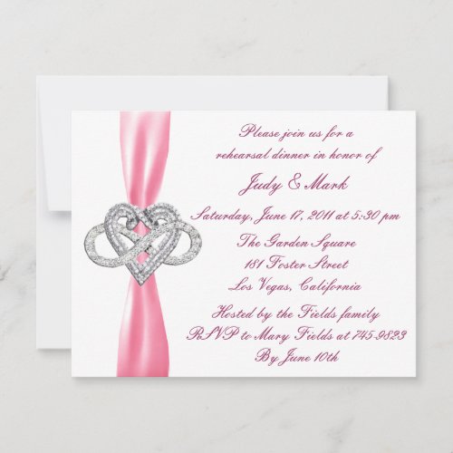 Pink Infinity Heart Rehearsal Dinner Invitation