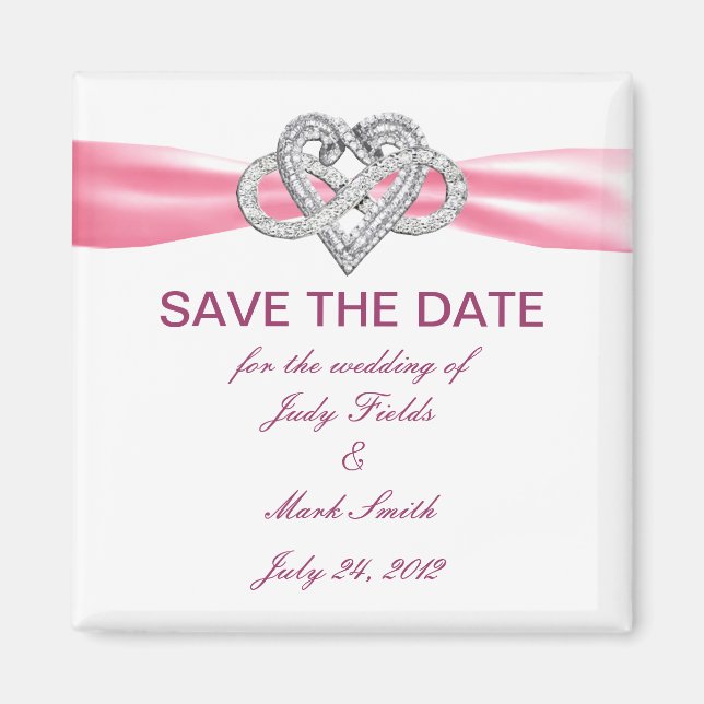 Pink Infinity Heart Save The Date Magnet (Front)