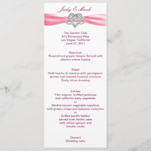 Pink Infinity Heart Wedding Menu Card