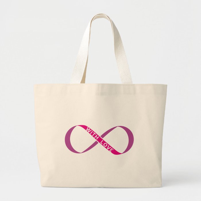 pink infinity sign and text with love tote bags
