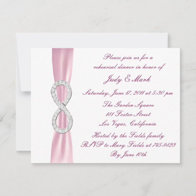 Pink Infinity Wedding Rehearsal Dinner Invitation (Front)