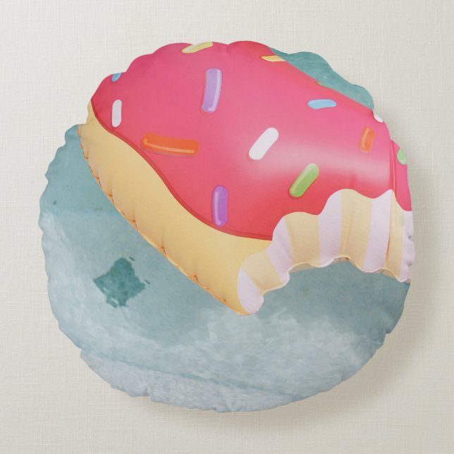 Pink inflatable donut floater round pillow (Front)