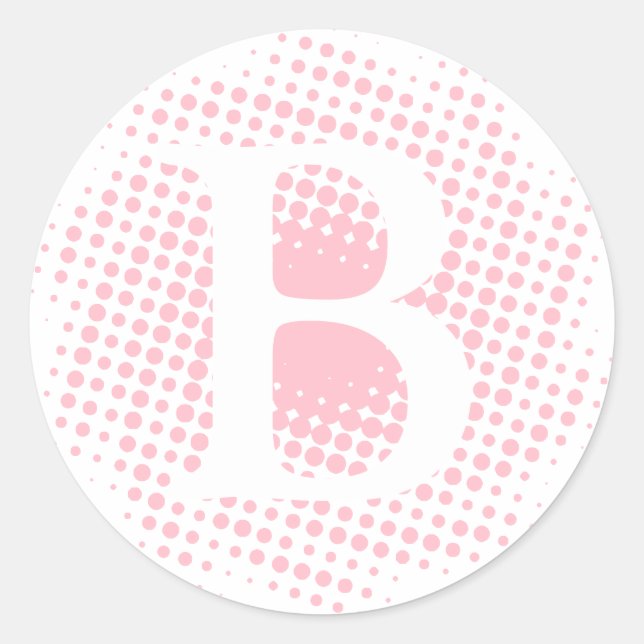 Pink Initial Letter Custom Classic Round Sticker (Front)