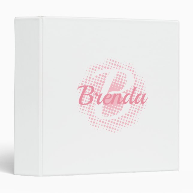 Pink Initial Letter Custom Name 3 Ring Binder (Front/Spine)