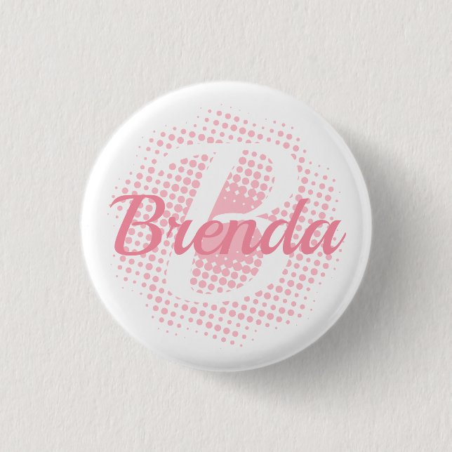 Pink Initial Letter Custom Name Button (Front)