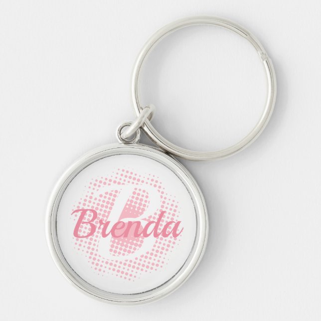 Pink Initial Letter Custom Name Keychain (Front)