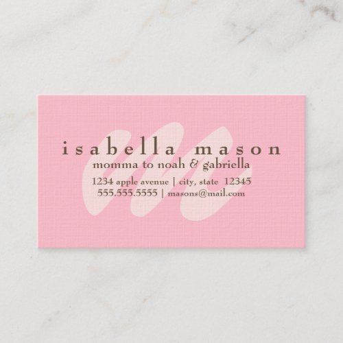 Pink Initial  Mommy Card