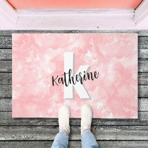 Pink Initial Monogram Doormat