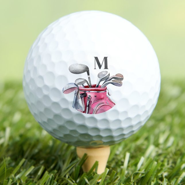 Pink Initial Monogram Golf Balls (Pink Initial Monogram Golf Balls)
