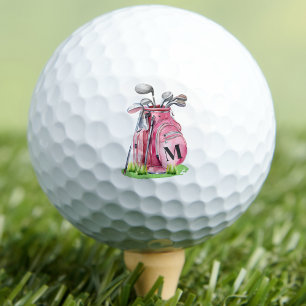 Pink Initial Monogram Golf Balls