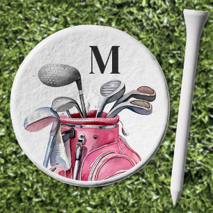 Pink Initial Monogram Golf Tees