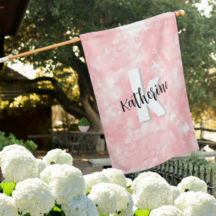 Pink Initial Monogram House Flag