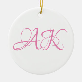 Pink Initial Monogram Mug - CUSTOMIZABLE! Ceramic Ornament