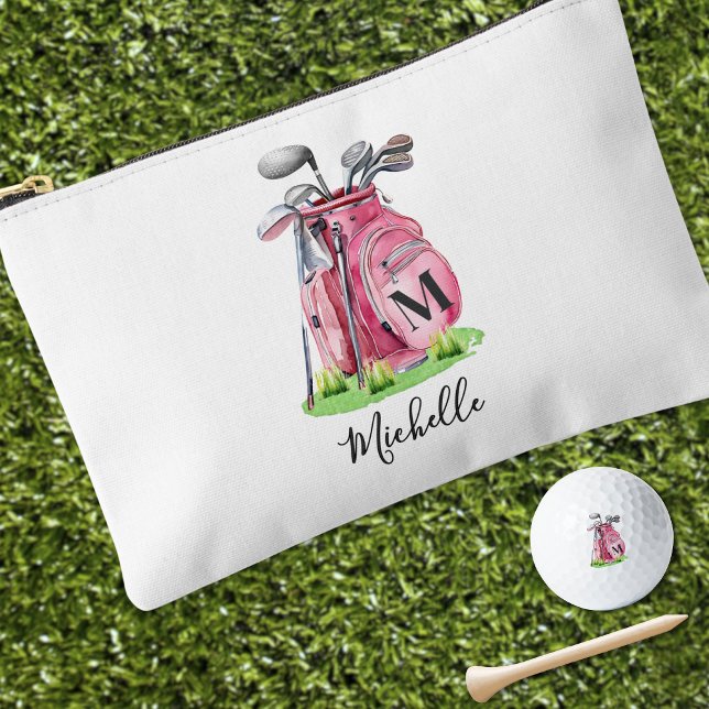 Pink Initial Name Monogram Accessory Pouch (Pink Initial Name Monogram Accessory Pouch)