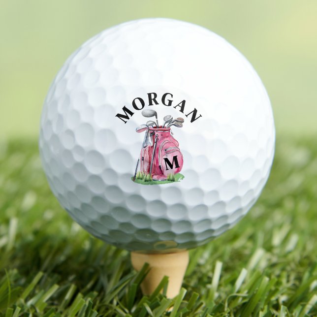 Pink Initial Name Monogram Golf Balls (Pink Initial Name Monogram Golf Balls)