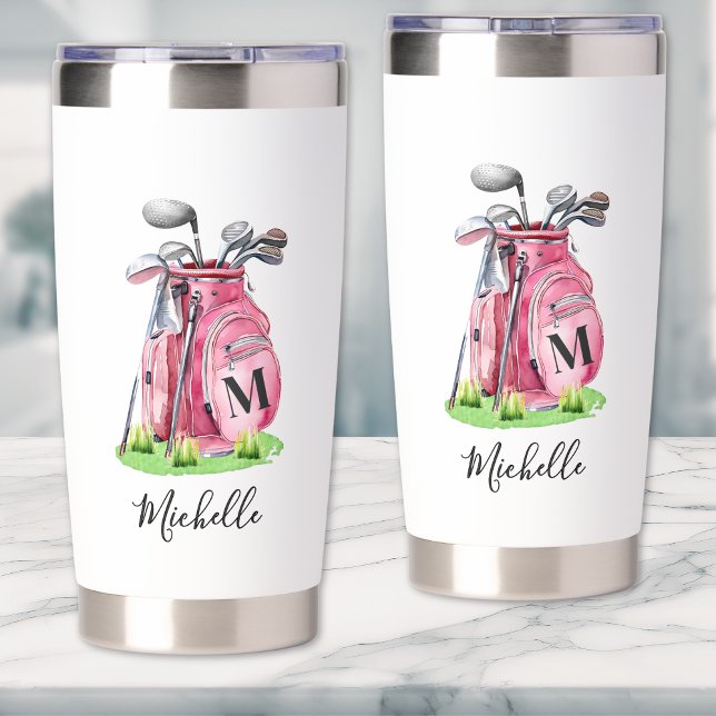 Pink Initial Name Monogram Insulated Tumbler (Pink Initial Name Monogram Insulated Tumbler)