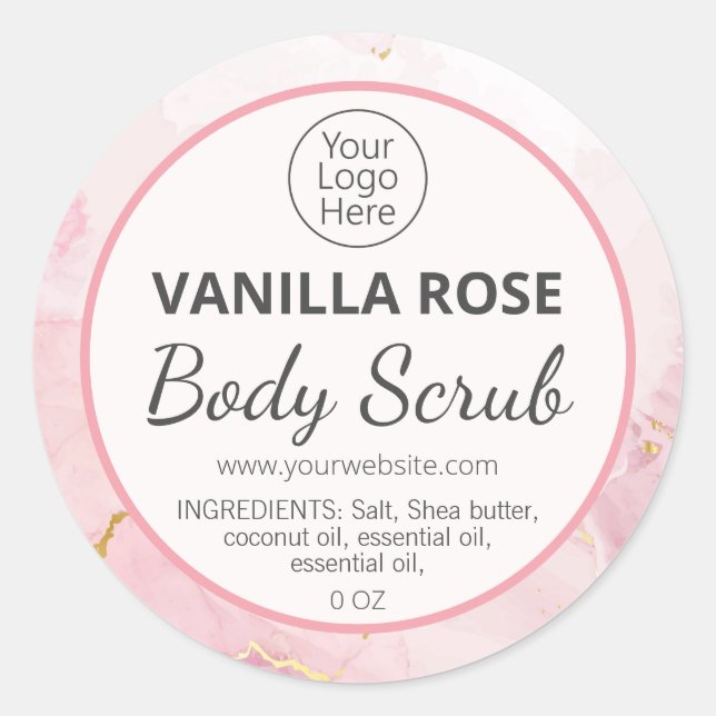 Pink Ink Body Scrub Product Labels (Front)