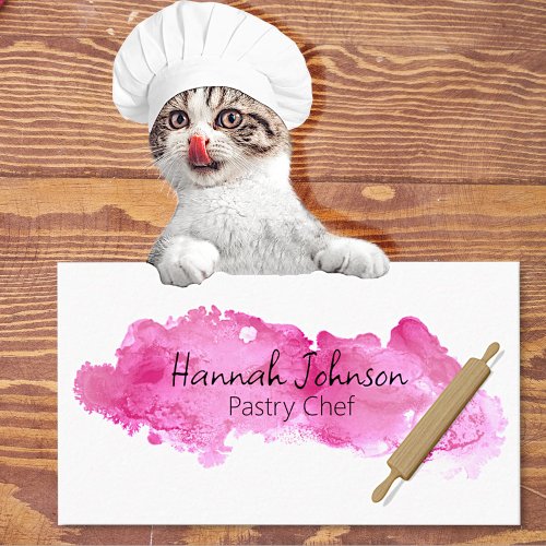 Pink Ink Stain Pastry Chef Business Card