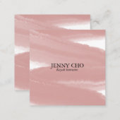 Pink inky paint stripe brush stroke water square business card (Front/Back)