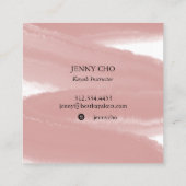 Pink inky paint stripe brush stroke water square business card (Back)