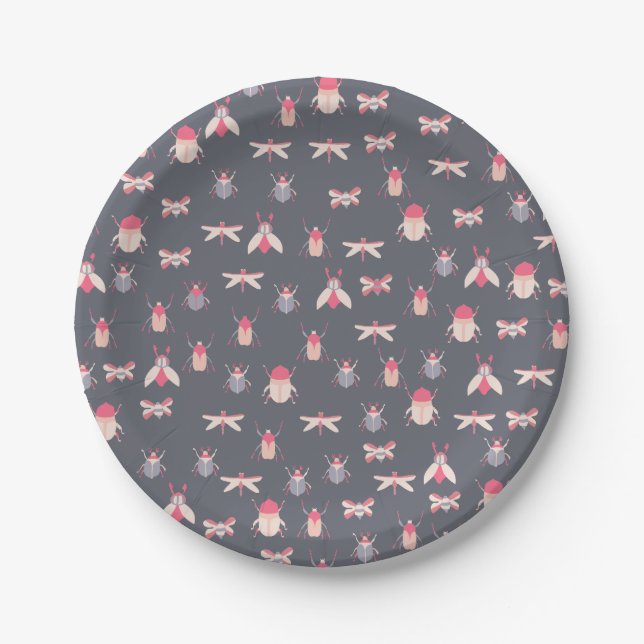 Pink Insects Paper Plates (Front)