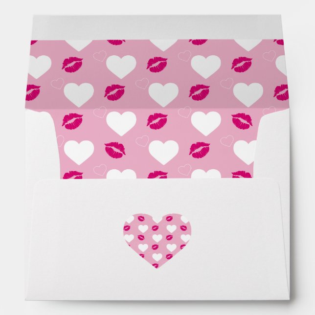 Pink inside with white hearts and hot pink lips envelope (Back (Bottom))