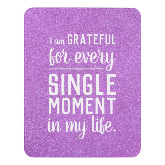 Pink Inspirational Mantra Grateful Gratitude Quote Door Sign (Contemporary Vert)