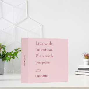 Pink inspirational quote 3 ring binder