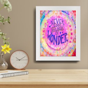 Pink Inspirational Wonder Quote Framed Art