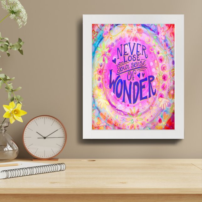 Pink Inspirational Wonder Quote  Framed Art (Table Top)