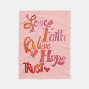 Pink Inspirational Words Chemo Blanket