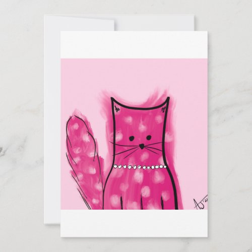 Pink Inspired Fluffy Cat Card