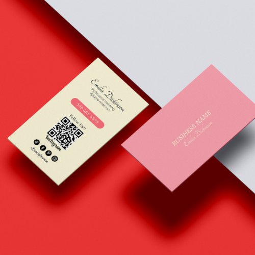 Pink Instagram Follow Us Social Icons Business Card