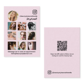 Pink Instagram Photo Grid Beauty Social Media Business Card