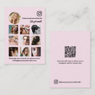 Pink Instagram Photo Grid Beauty Social Media Business Card