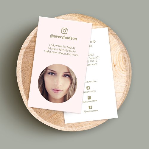 Pink Instagram Photo Social Media Beauty Business Card
