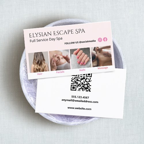 Pink Instagram Photo Social Media QR Code Business Card