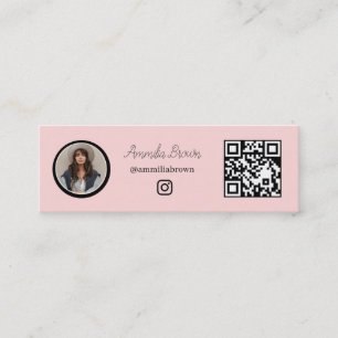 Pink Instagram QR Social Media Follow Link Mini Business Card