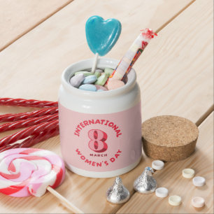 Pink International Women's Day 8th March Candy Jar