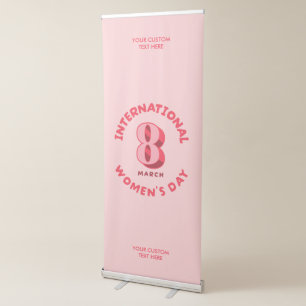 Pink International Women's Day 8th March Retractable Banner