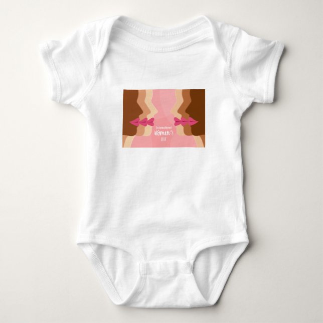 pink international womens day baby bodysuit (Front)