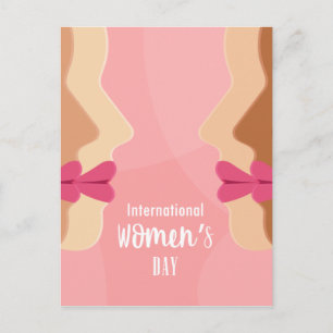 pink international womens day postcard