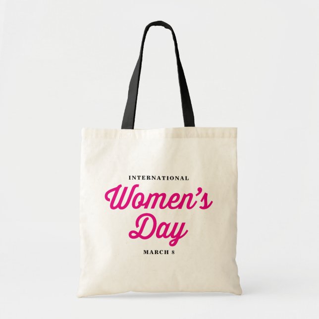 Pink International Women's Day Statement Tote Bag (Front)