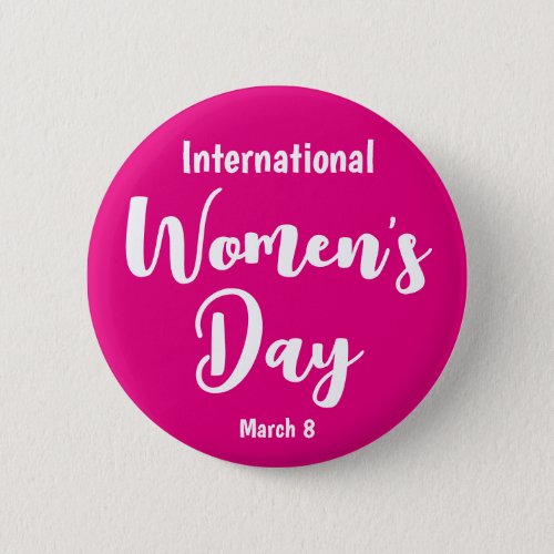 Pink International Womens Day Typography Button