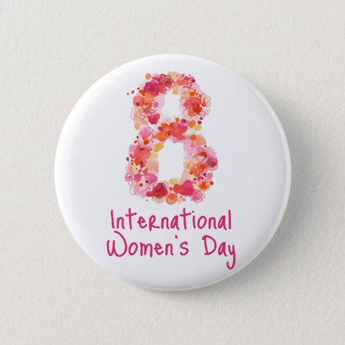 Pink International Womens Day Typography Button