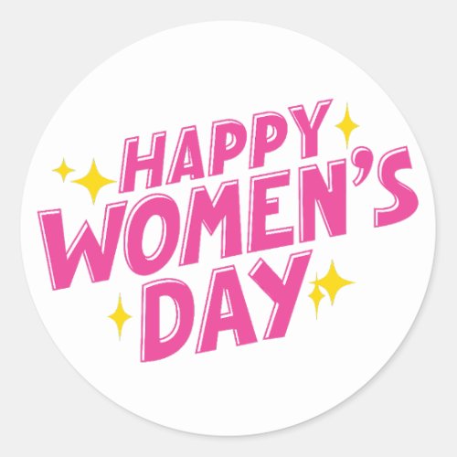 Pink International Womens Day Typography Classic Round Sticker