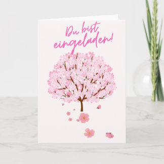 Pink invitation card with cherry blossom tree | Yo