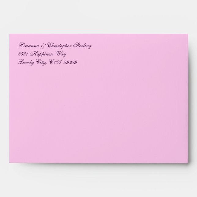 Pink Invitation Envelopes Pink & Purple Damask (Front)