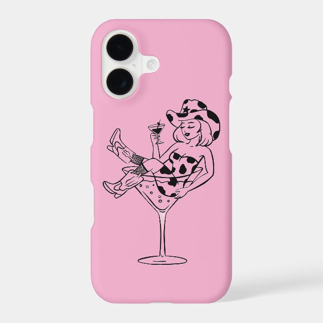 Pink iPhone 17 Case with Cute Cowgirl Design (Back)